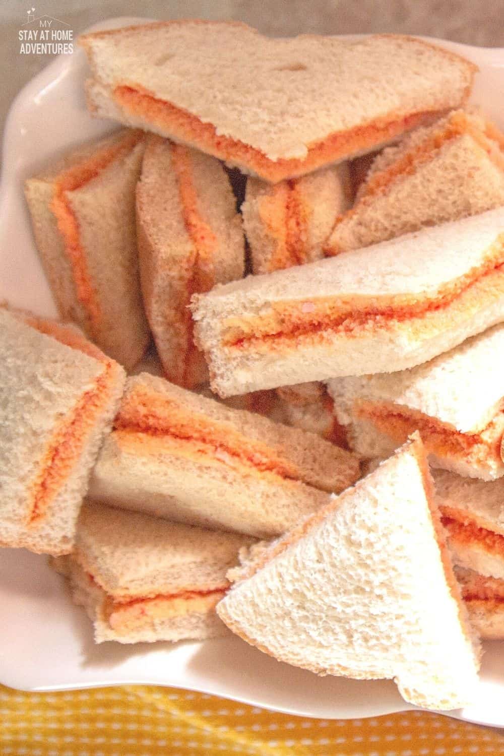 Sandwich de Mezcla is a popular Puerto Rican sandwich that is traditionally made with white sliced bread. They are always served at their parties. via @mystayathome