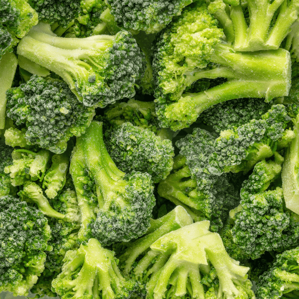 Close up of frozen broccoli