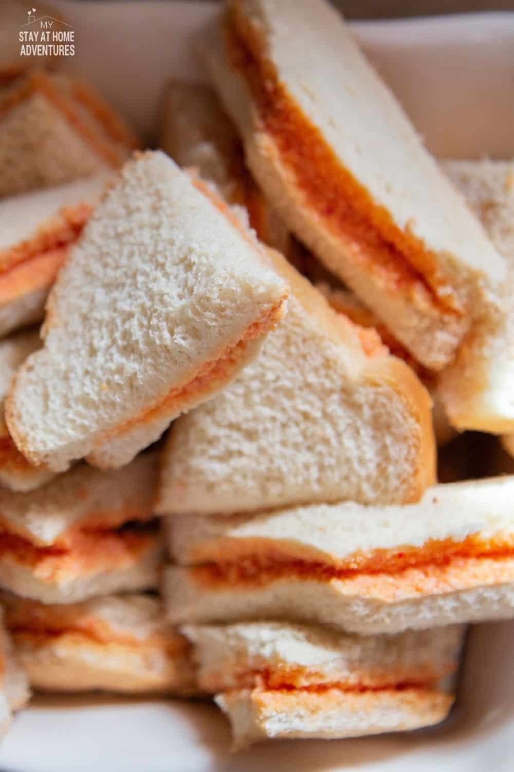 Sandwich de Mezcla is a popular Puerto Rican sandwich that is traditionally made with white sliced bread. They are always served at their parties. via @mystayathome