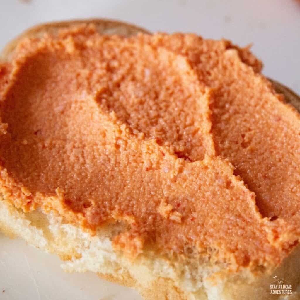 Photo of spread on bread.