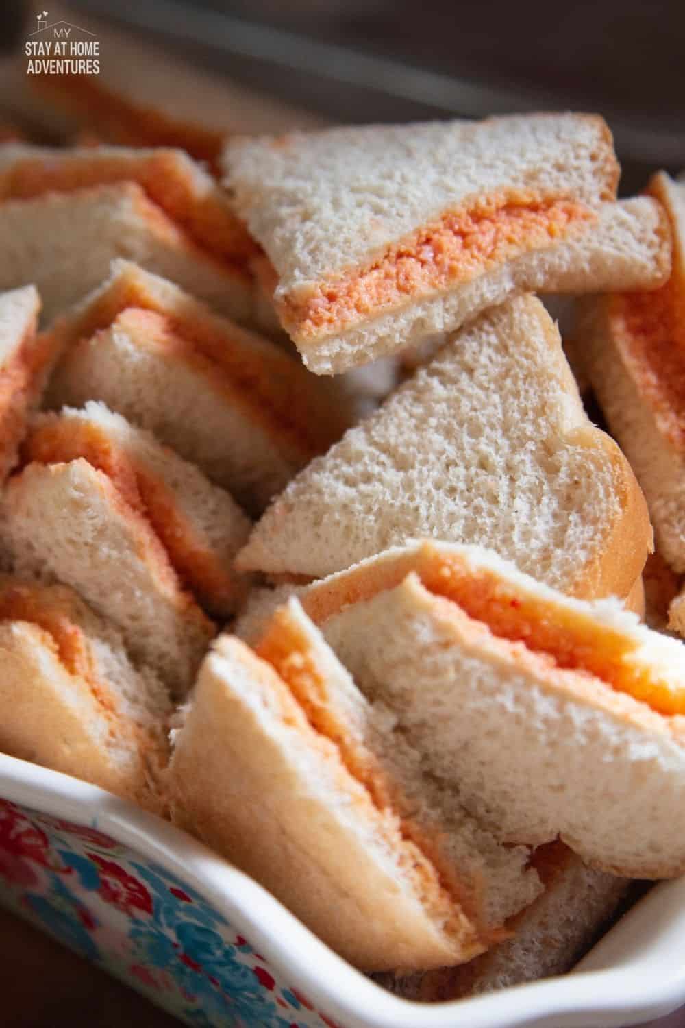 Sandwich de Mezcla is a popular Puerto Rican sandwich that is traditionally made with white sliced bread. They are always served at their parties. via @mystayathome