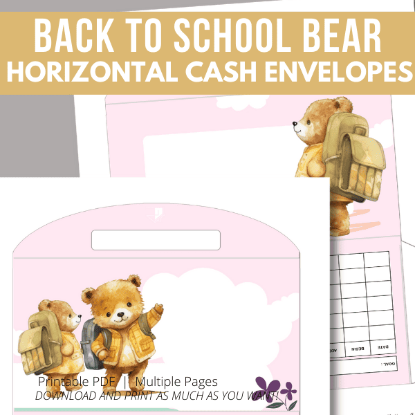 Close up of two bear design cash envelopes