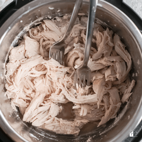 photo of shredded chicken in the Instant Pot