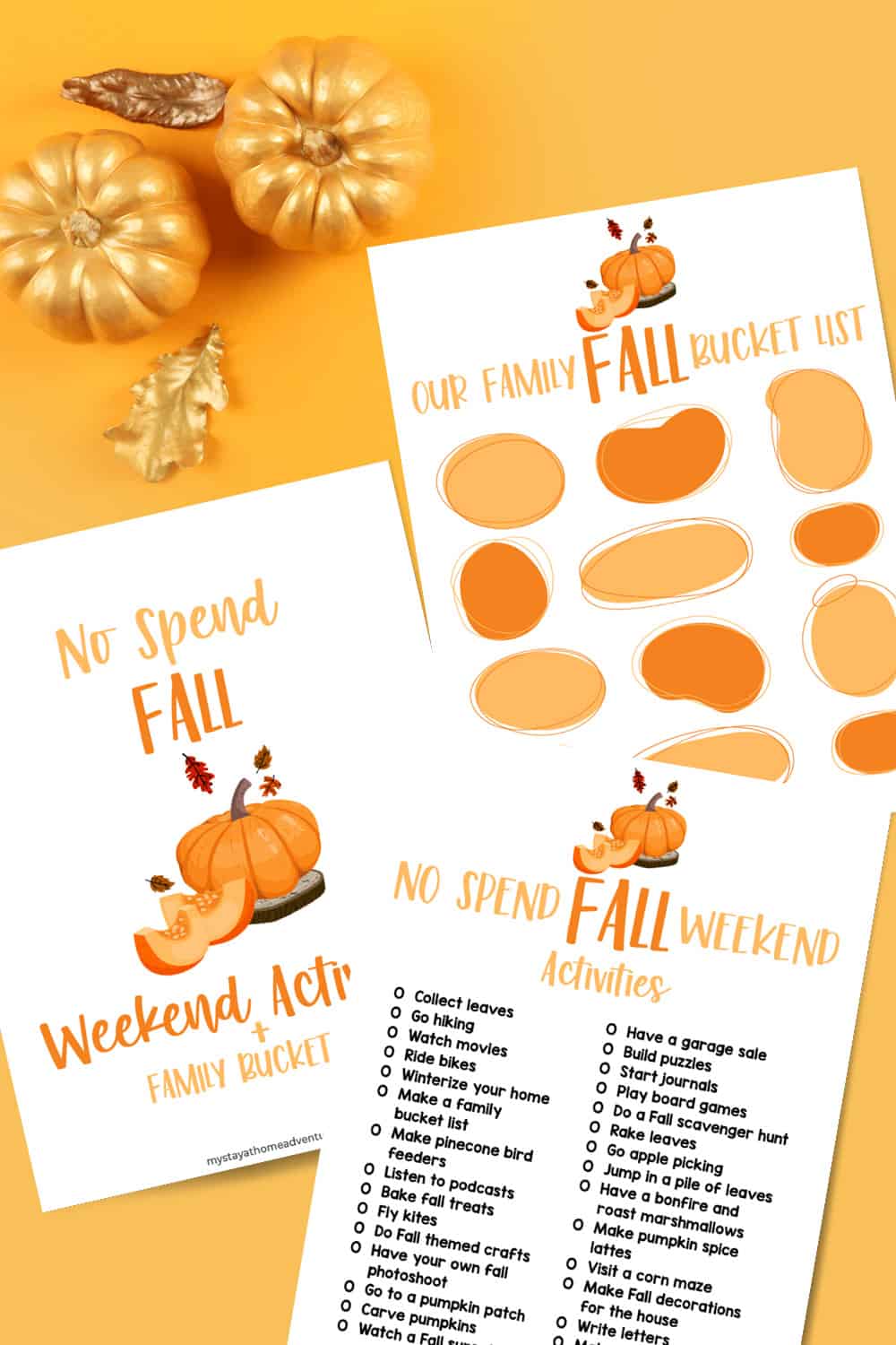 Do you want to enjoy some time outdoors without spending a penny? Here are no-spend fall weekend activities that will keep your kids entertained. Free printable included! via @mystayathome