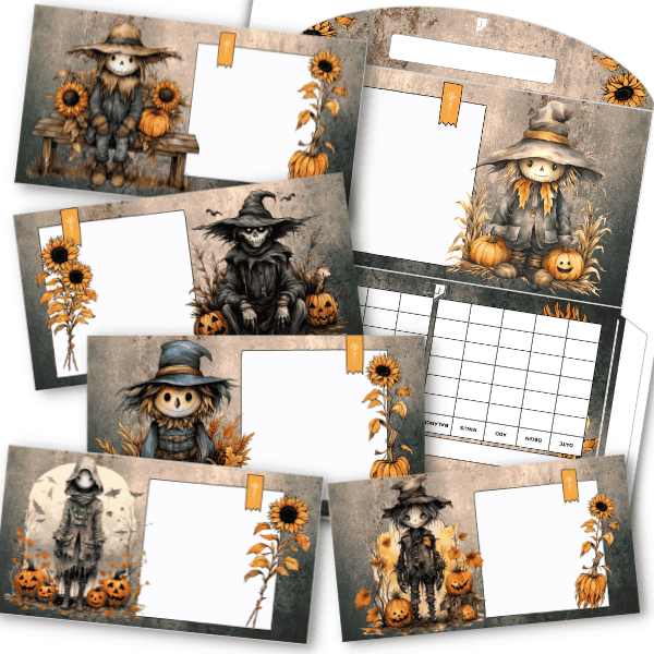 Cash  envelopes with Scarecrow designs.
