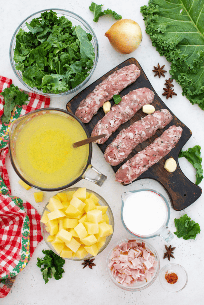 Areal view of Toscana soup ingredients