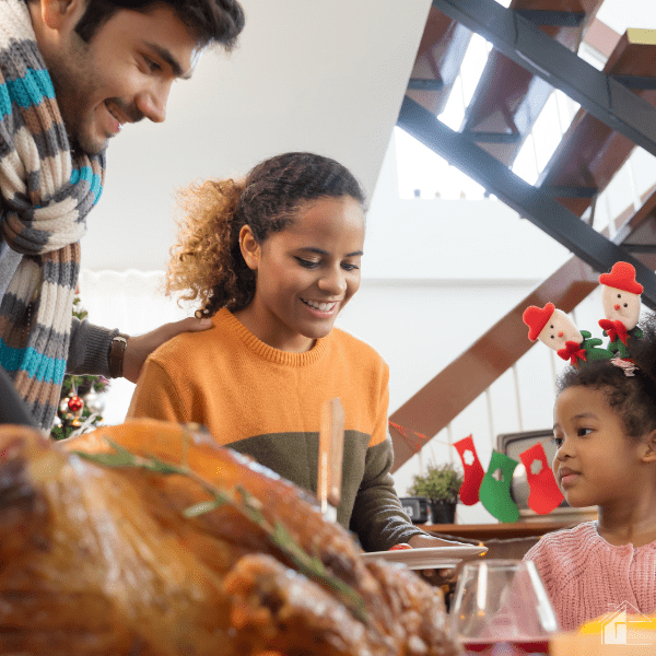 family celebrating thanksgiving