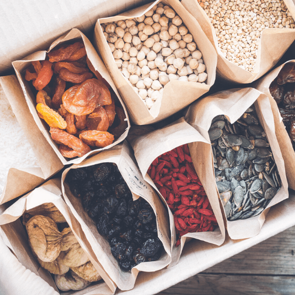 dried food stored in bags
