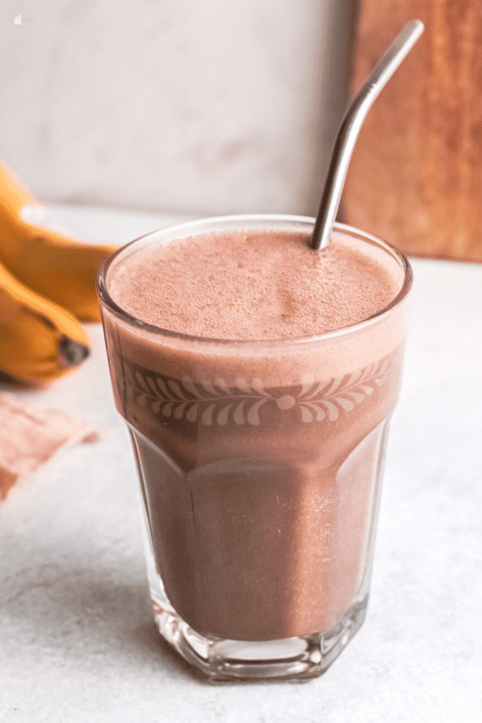 chocolate banana milkshake served