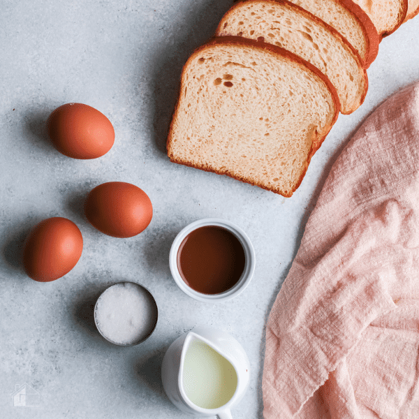 Ingredients to make Salted Caramel French Toast.