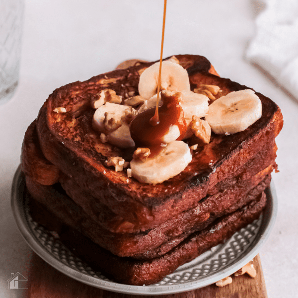 stack of Salted Caramel French Toast in a plate.