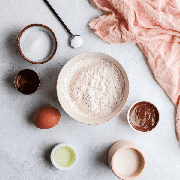 Ingredients to make Baked Nutella Donut Holes.