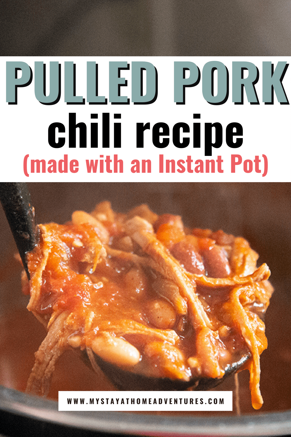 This pulled pork chili recipe is a delicious and easy way to change up your game. With the help of an Instant Pot, this meal can be on the table in no time! via @mystayathome