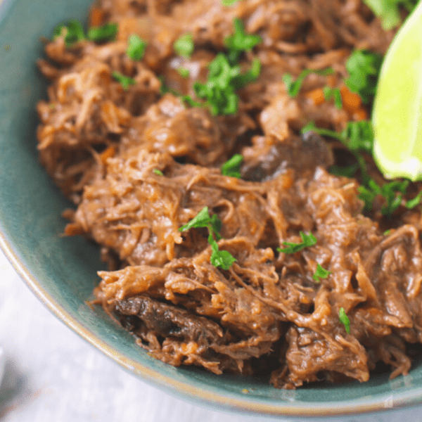 close up of carne mechada