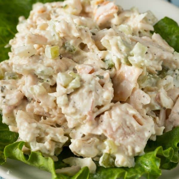 Plated chicken salad recipe.