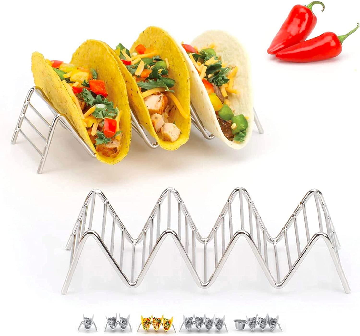 2Lb Depot | Taco Holders Set Of 2 Premium Stainless Steel Stackable Stands Each | 2 - Walmart.com