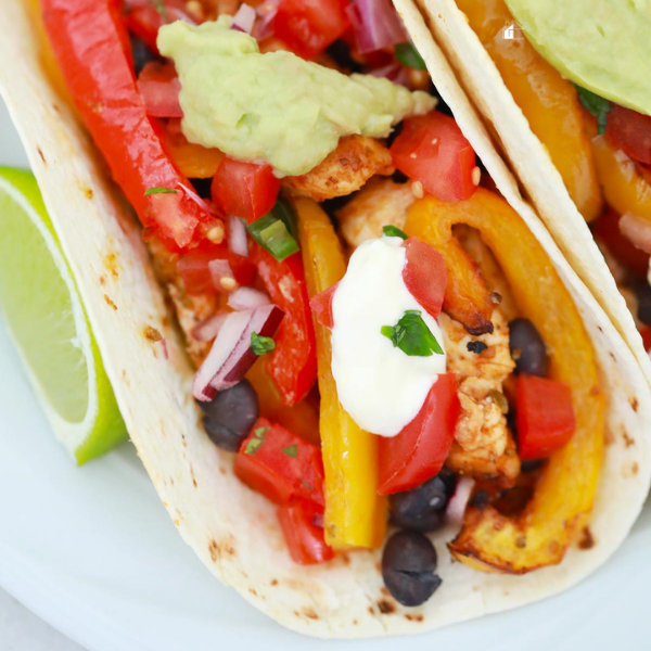 Air Fryer Fajitas plated.