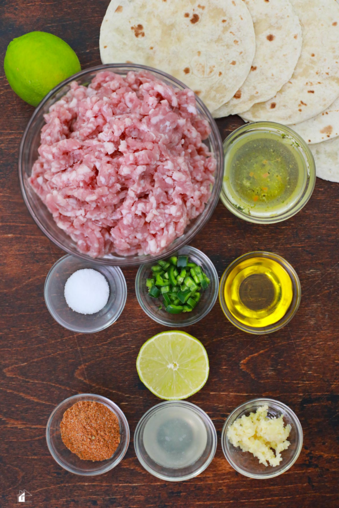 Pork taco ingredients