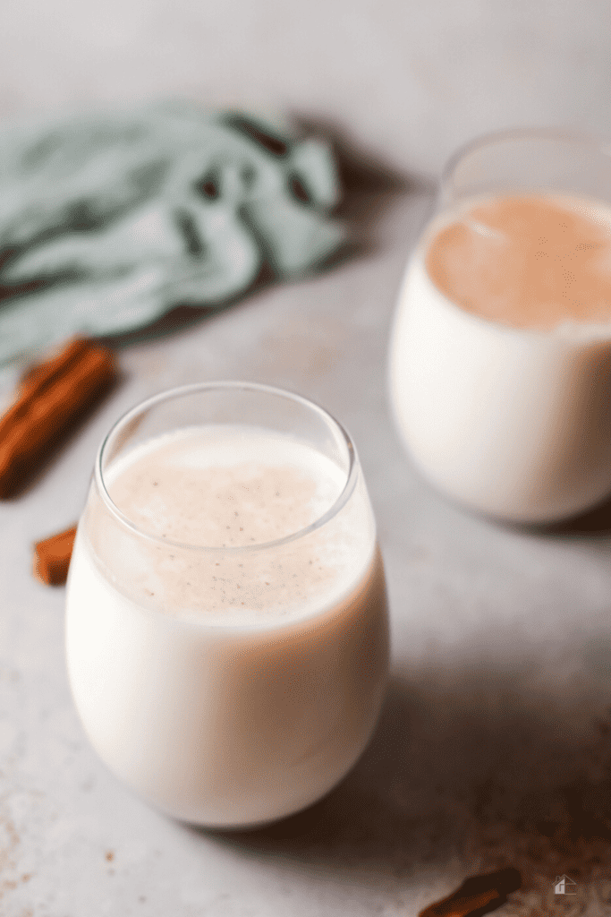 Puerto Rican coquito served in two glasses.