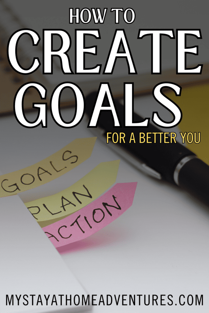 notebook with text Goals, Plan, Action with text overlay