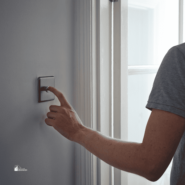 Man turning off light switch