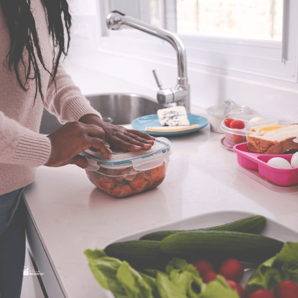 Woman keeping leftovers food