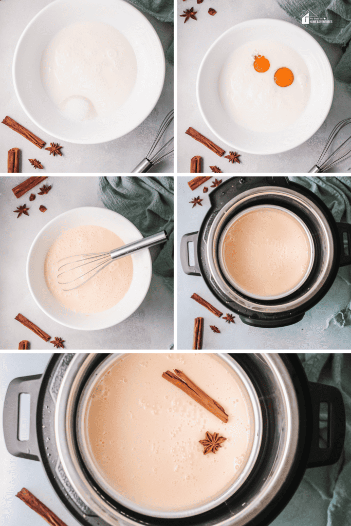 steps in making Instant Pot Eggnog