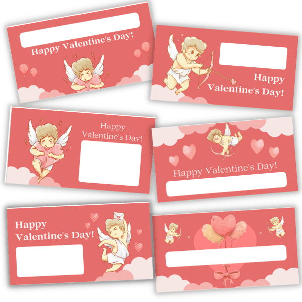 Cupid cash envelope designs, six designs