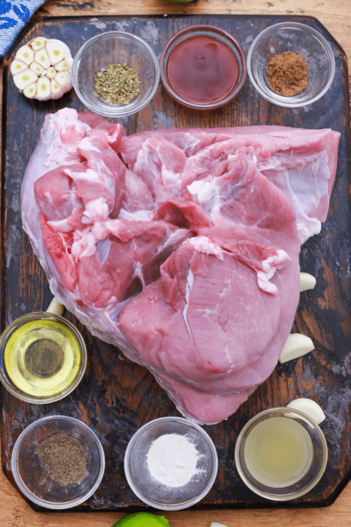 photos of ingredients to make pernil.