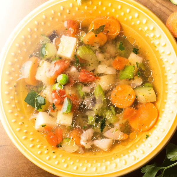 A bowl of vegetable soup.