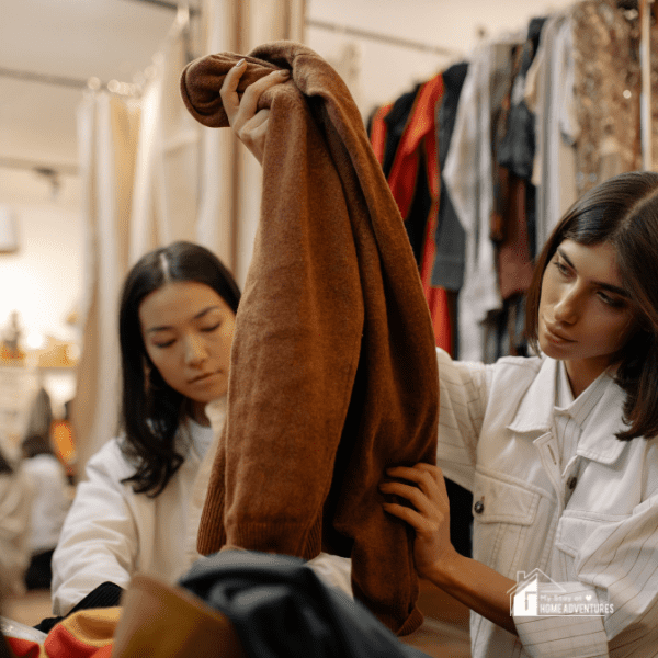 Ladies looking at a thrift items in a store