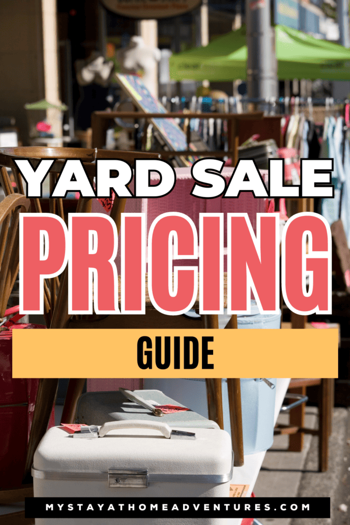 yard sale items with text: "Yard Sale Pricing Guide"