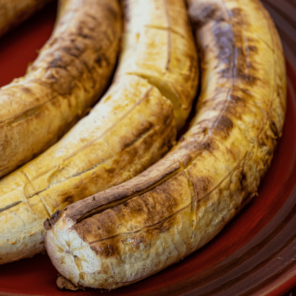 roasted planatains plated.