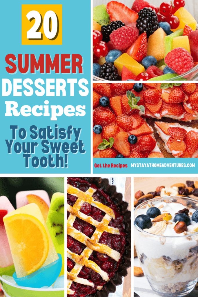 Collage of close ups of summer desserts.