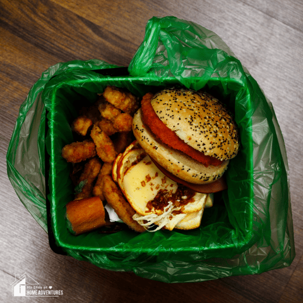 Foods thrown in trash bin