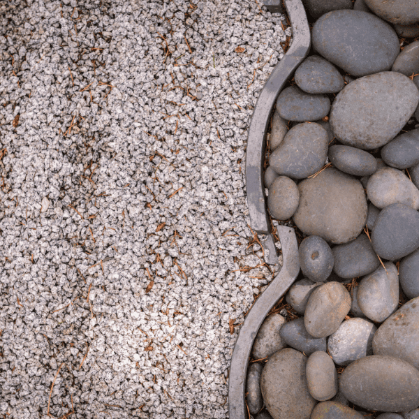 Close up pathway with gravel and pebbles