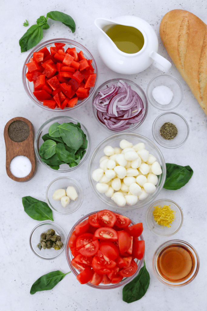 ingredients to make Panzanella salad.
