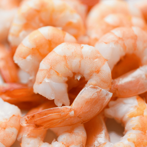 Fresh shrimp served on a plate.