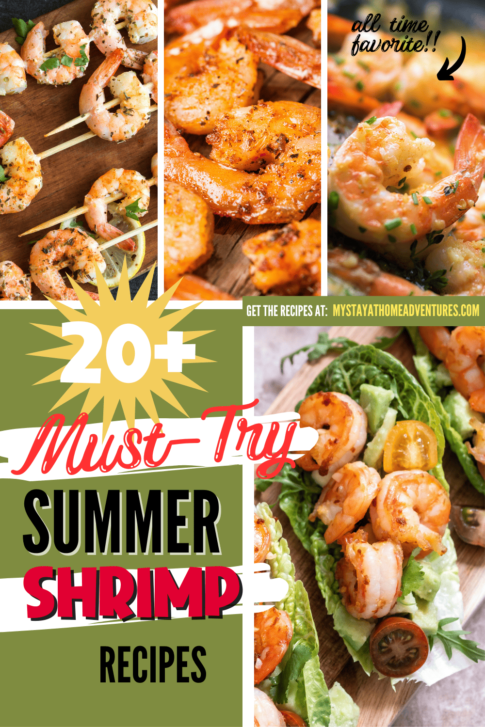 Collage of four summer shimp recipes