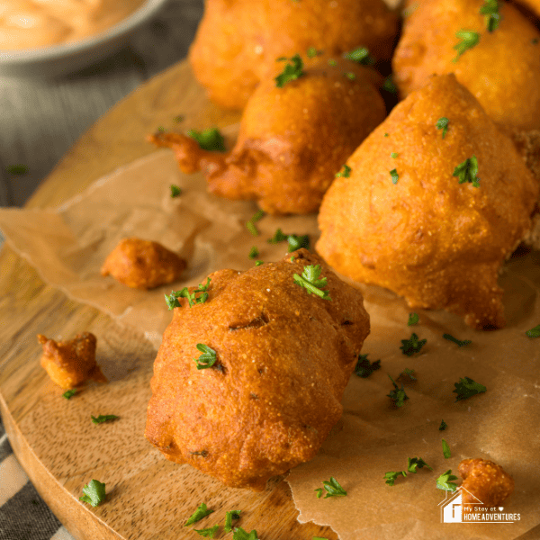 A close-up shot of southern-style hush puppies.