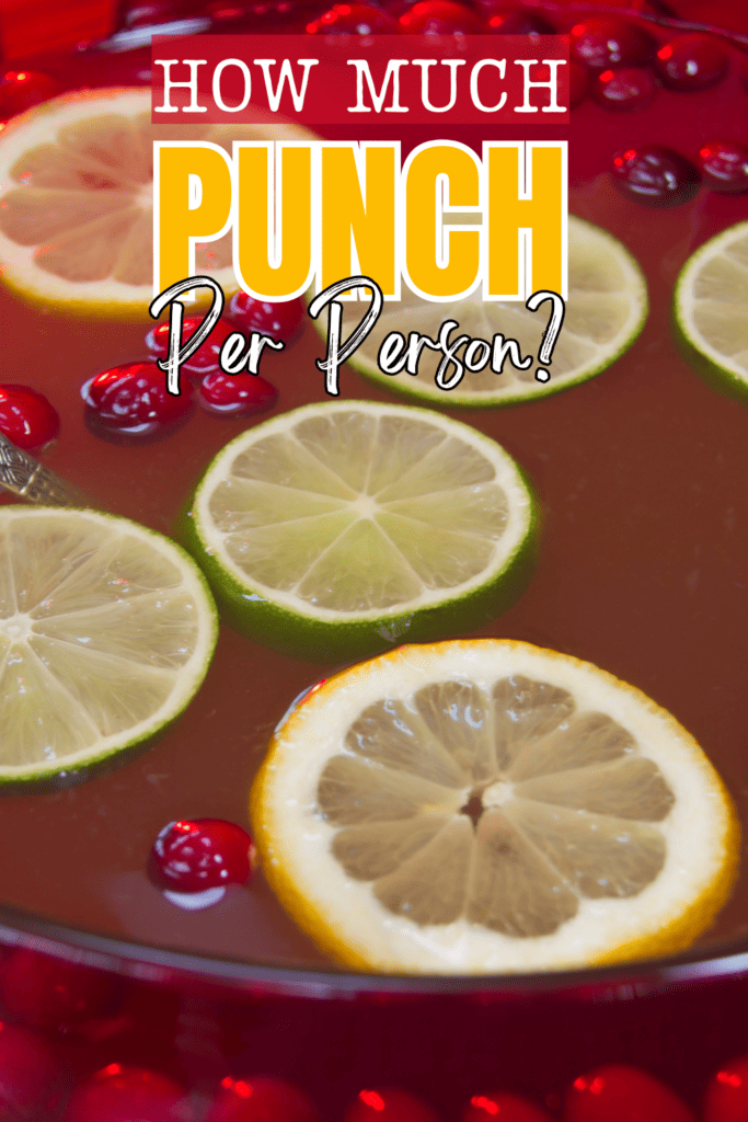 Red punch with lemon, limes and cranberries.