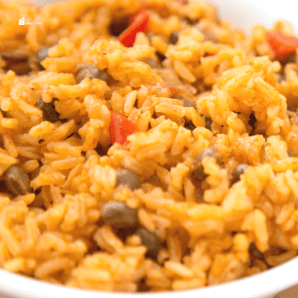 Close up of arroz con gandules