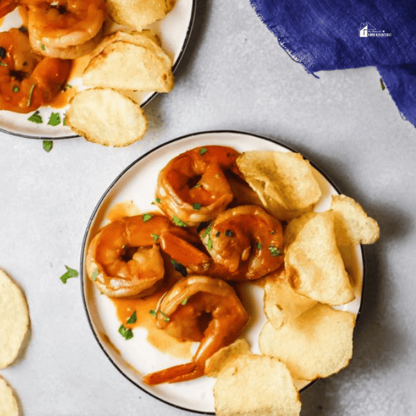 Top view of shrimp stewed.