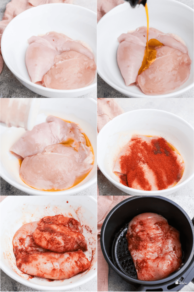 step by step image in making Air Fryer Chicken