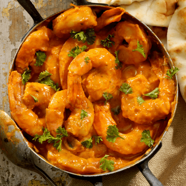 Curry shrimp with rice.
