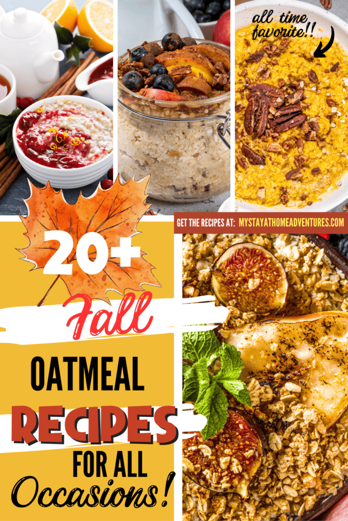 Collage of recipes of oatmeals with fall toppings.
