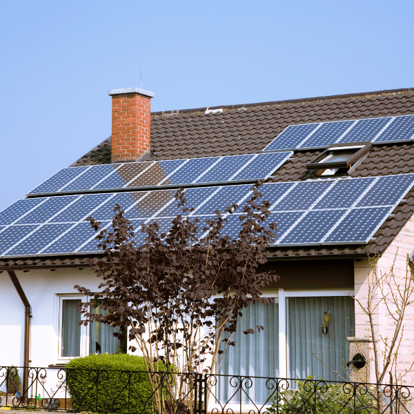 House with  solar panels.