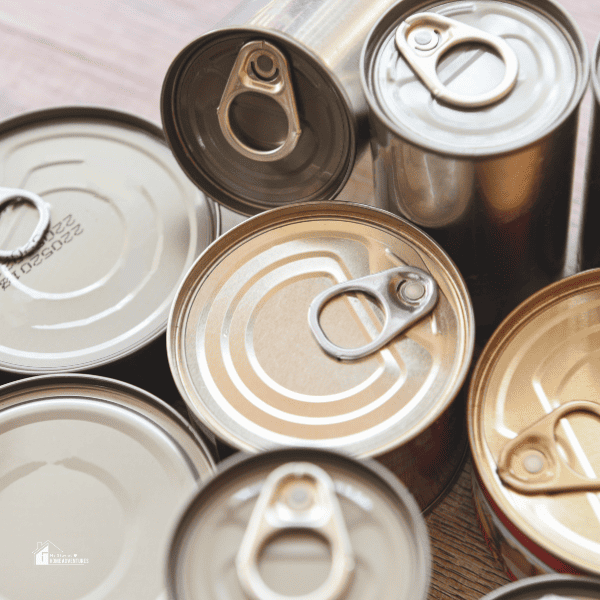 canned goods in a table