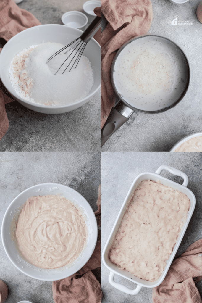 a collage image of the steps in making Leche Frita Recipe