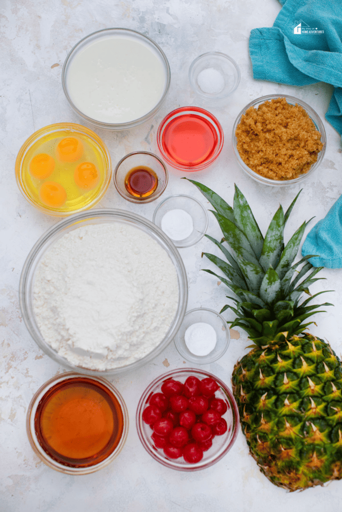 Ingredients in making the Pineapple Rum Cake Recipe